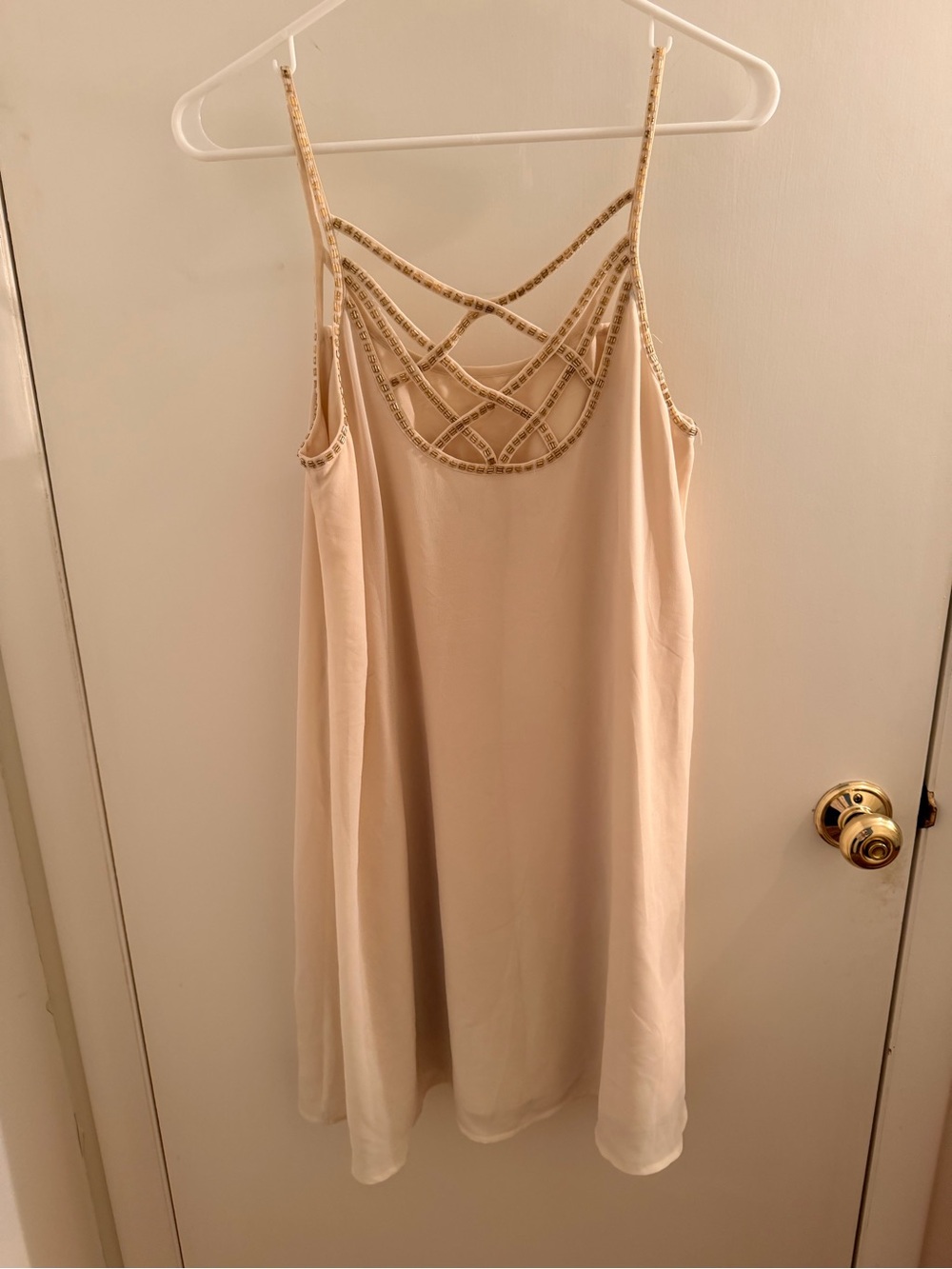 Forever 21 Beige Beaded Strappy Slip Dress